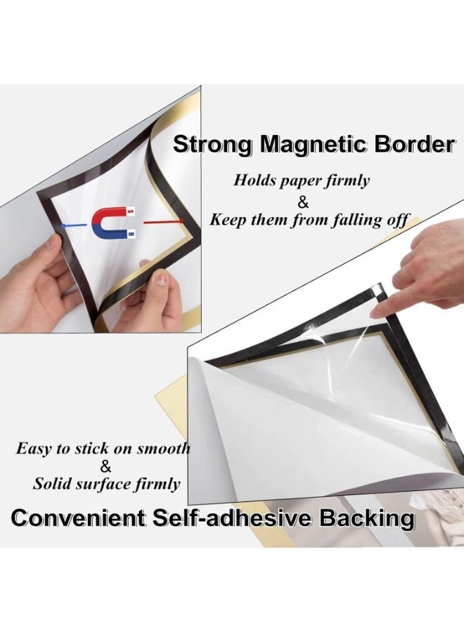 10Pack A4 Self Adhesive Magnetic Display Frame, Magnetic Paper Holder for License, Photos, Documents (Black) - Image 5